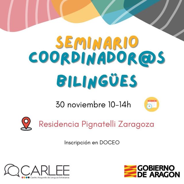 El CARLEE pone en marcha un seminario para coordinadores/as de programas bilingües en #Aragón con el objetivo de ofrecer herramientas de liderazgo y coordinación, compartir experiencias de éxito e impulsar la enseñanza bilingüe y plurilingüe en los centros educativos. #enseñanzabilingüe #inglés #francés #alemán #formaciondelprofesorado